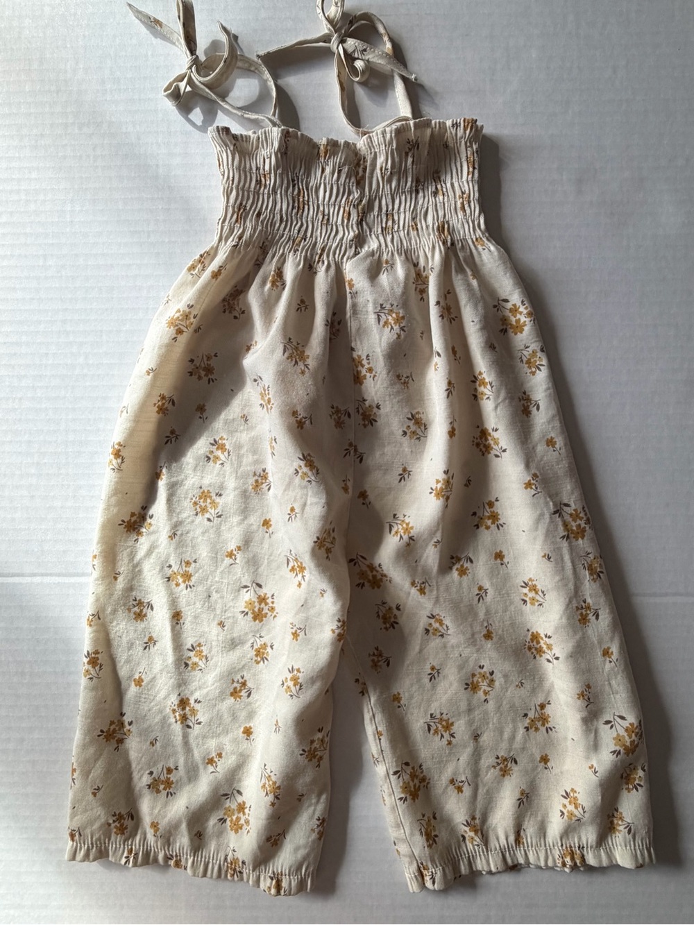 Possibly Handmade Floral Smocked Tie Strap Romper Jumpsuit 2T 3T